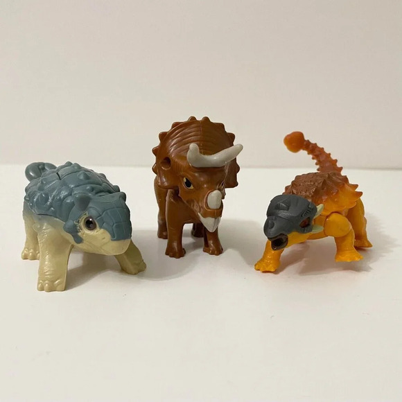McDonalds Jurassic World Cretaceous Triceratops Ankylosaurus Toys Lot Of 3 - Picture 1 of 16